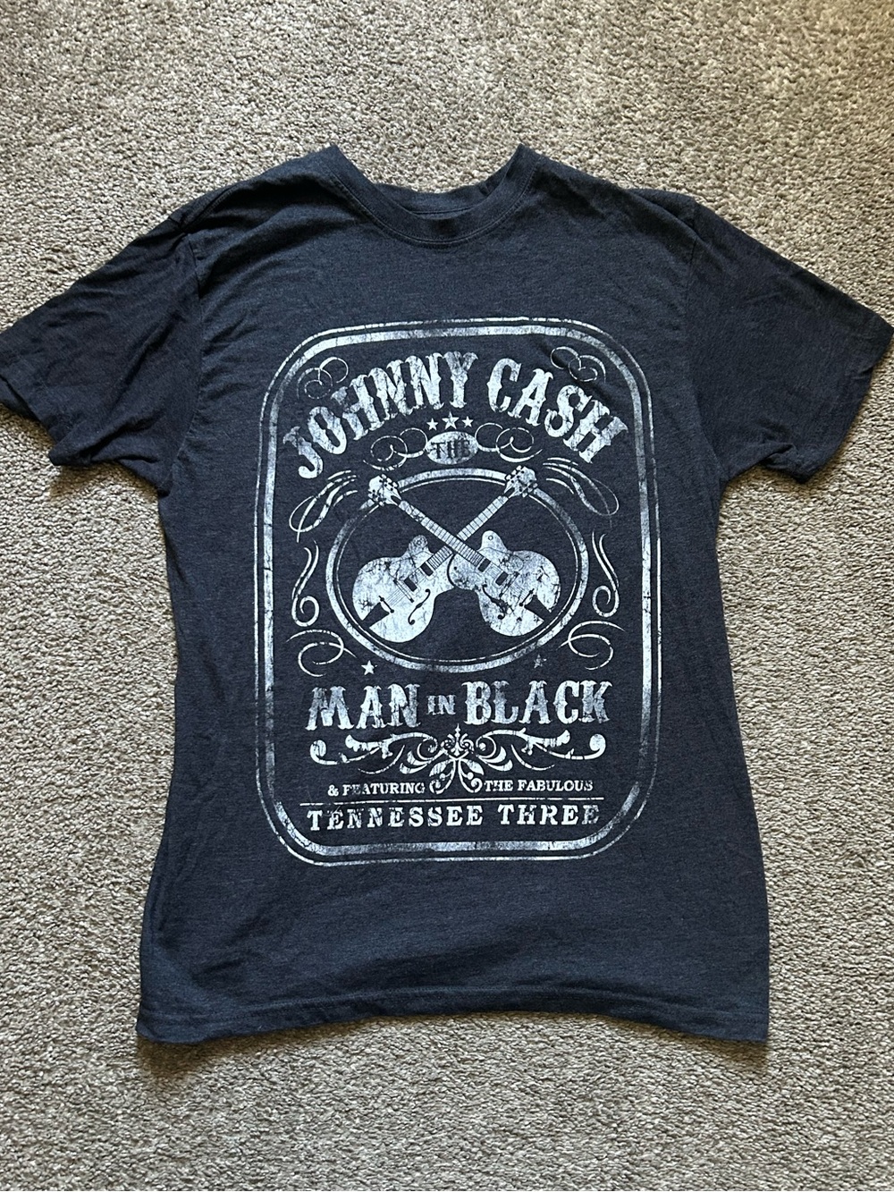Heather Black Johnny Cash 'Man in Black' Short Sleeve Graphic Tee